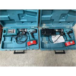 Two Britool socket sets, and two Makita drills