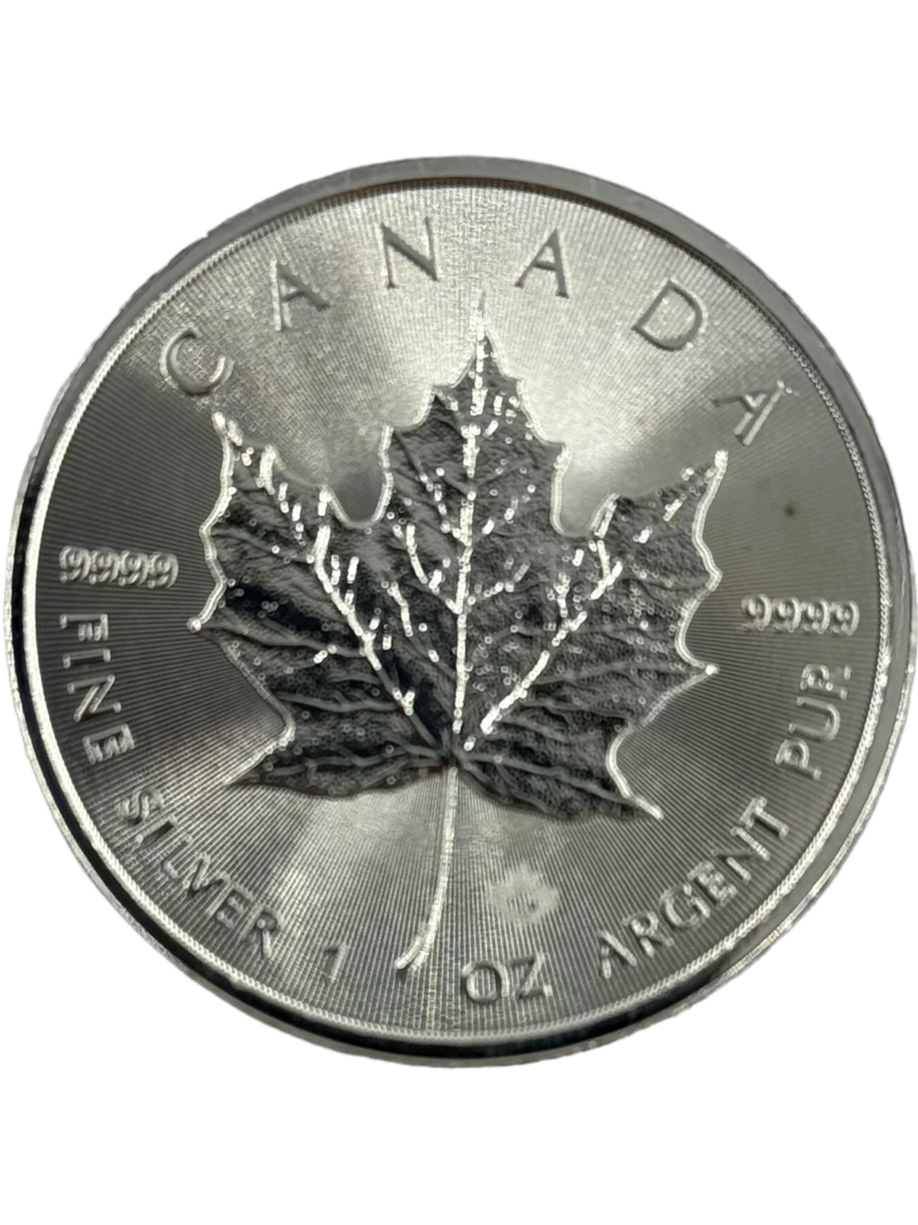 Ten Queen Elizabeth II Canada one ounce fine silver five dollar coins, including 2012 'Majestic Moose' 2016 'Superman', 2018 'Maple Leaf', 2019 'Maple Leaf', etc