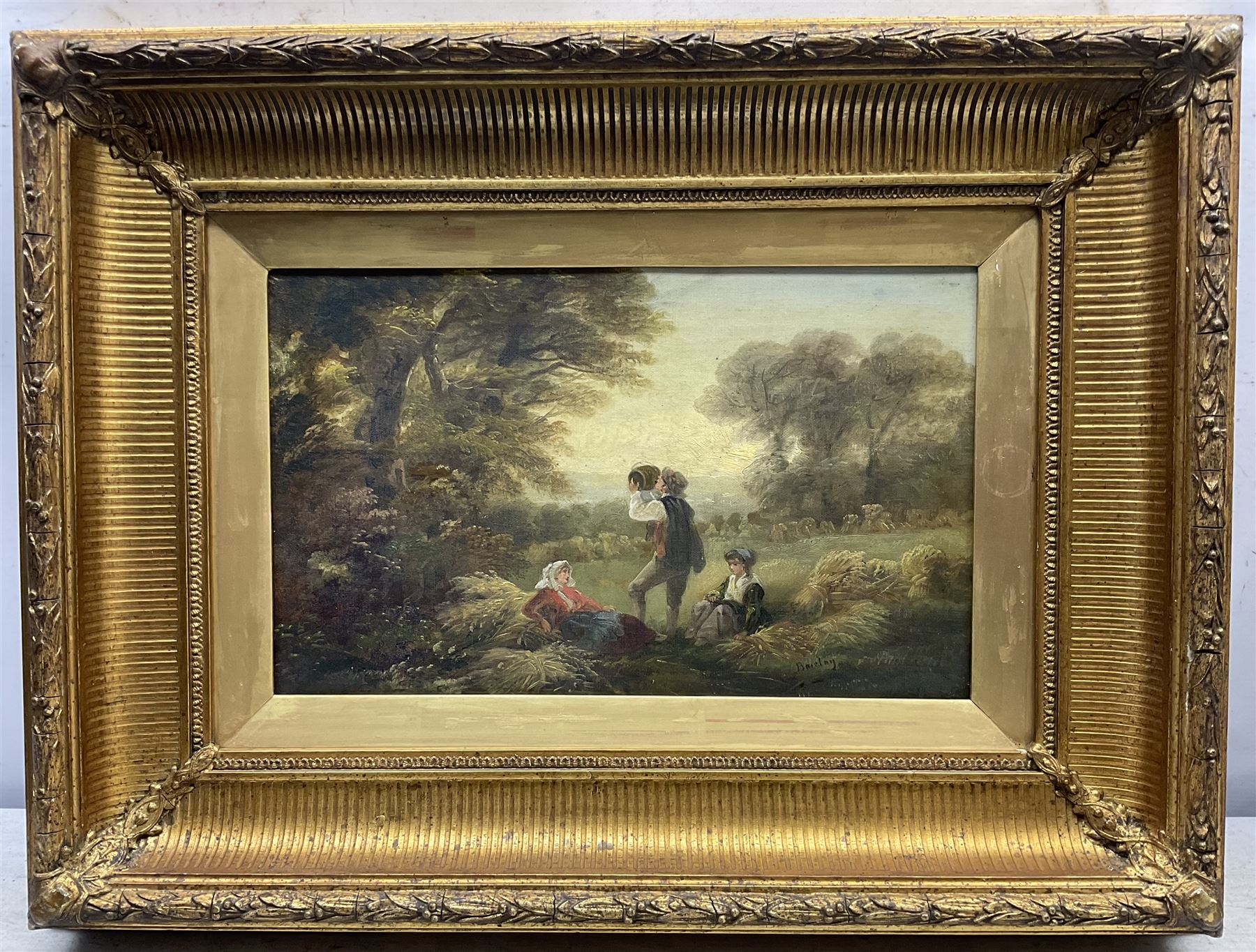 Attrib. Edgar Barclay (British 1842-1913): Wayside Camp, pair oils on canvas, one signed 'Barclay' 24cm x 40cm (2)