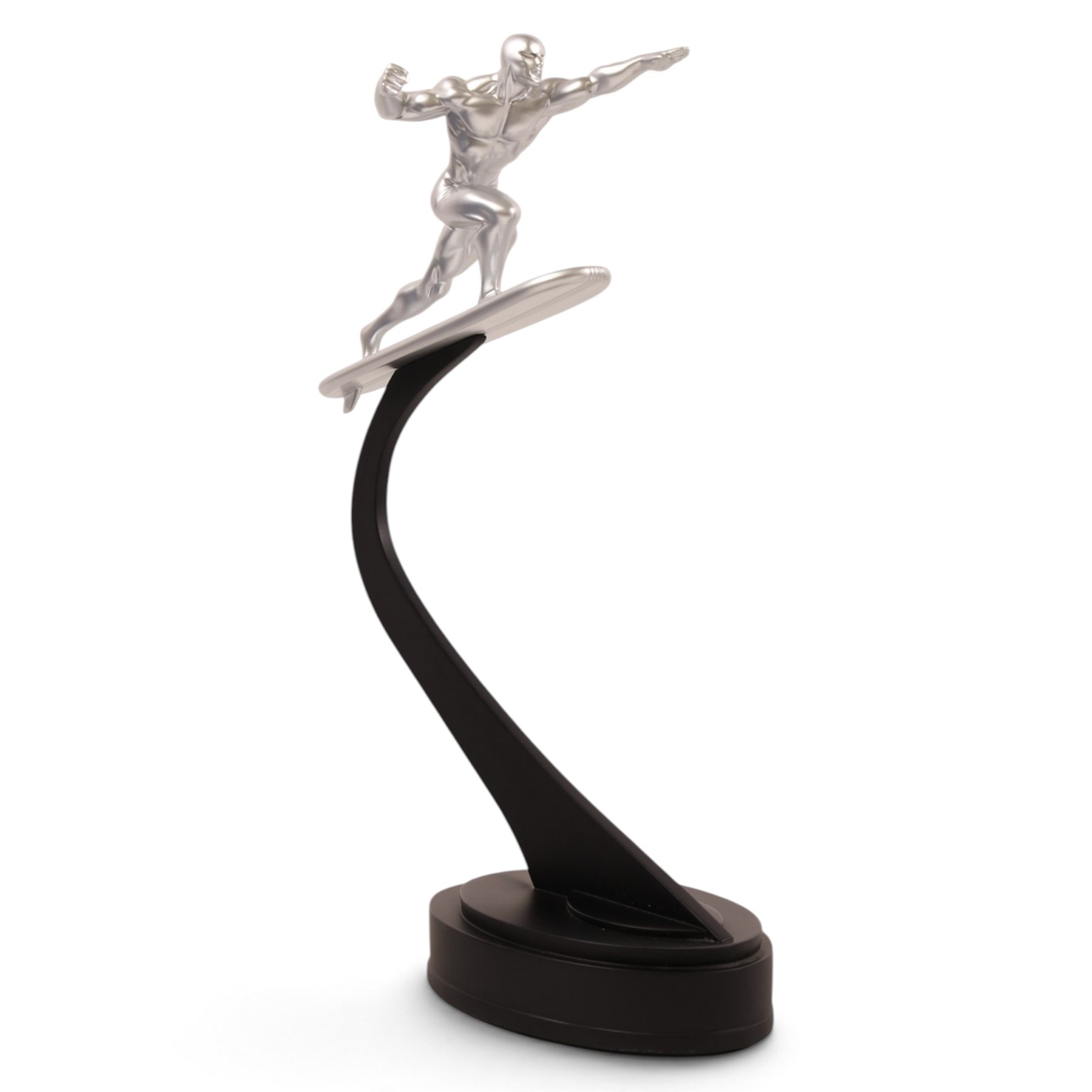 Bowen Designs Silver Surfer painted statue, together with a Kotobukiya Collection Marvel Studios Silver Surfer Fine Art Bust, both boxed