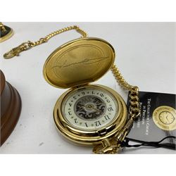Franklin Mint John Wayne commemorative pocket watch with chain under glass dome, with certificate