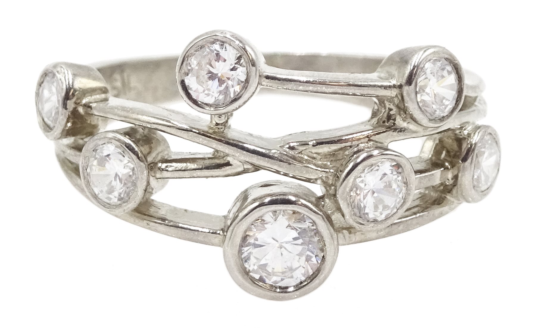 Silver multi cubic zirconia set ring 