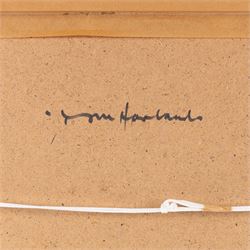 Tom Harland (Yorkshire 1945-2012): 'Snow Flurries', oil pastel on board signed, titled verso 28cm x 27cm 