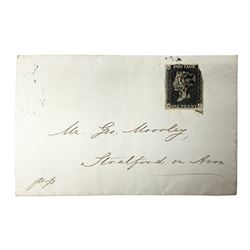 Queen Victoria penny black stamp on cover / entire, black MX cancel
