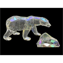 Swarovski Crystal polar bear, Siku, H8.5cm, with crystal name plaque