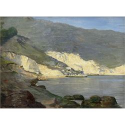 Frederick (Fred) William Elwell RA (British 1870-1958): 'A Fine Day Coast of Spain', oil on panel signed and dated 1911, remains of original title label verso 29cm x 39cm 
Provenance: East Yorkshire dec'd estate; with Christie's 28th June 2001 Lot 227; Dee Atkinson & Harrison, Driffield, 18th February 2005 Lot 416