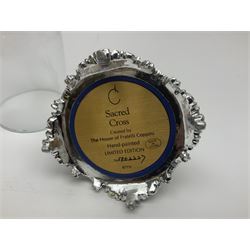 Four limited edition Franklin Mint House of Fratelli Coppini crosses, to include Majestic Cross, Sacred Cross, Star of Hope Jewelled Cross and The Gates to Paradise Cross, all under glass domes, H13cm