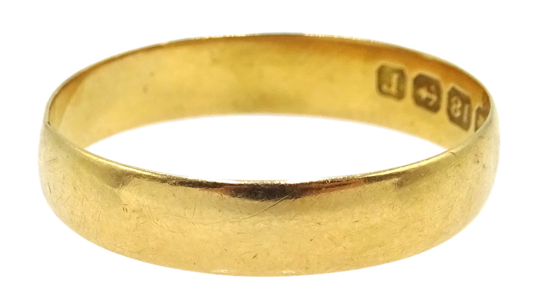 18ct gold wedding band, Birmingham 1916, approx 2.8gm - Jewellery ...