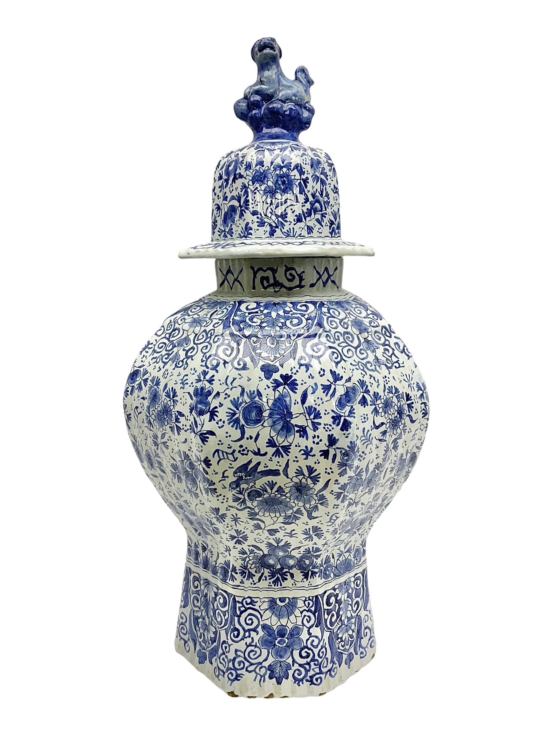 Delft Blue & White Charger with Vase of Flowers Motif