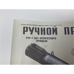 Seven small posters comprising five Soviet military/space programme related subjects including weapon sections; and two reproduction British WW2 recruitment type posters; all unframed (7)