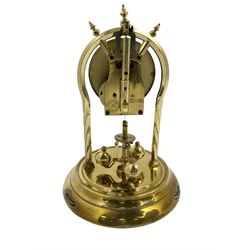 Schatz - mid-20th century German 400 day torsion clock, with a gilt dial and black chapter, Arabic numerals and pierced hands, three ball rotary pendulum and glass dome, original box, packaging and instruction booklet. Torsion suspension spring intact.
