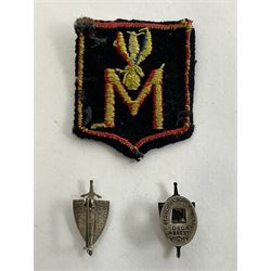 WWII French Milice cloth badge, together with two 1940's Legion Francaise des Combatants insignias 