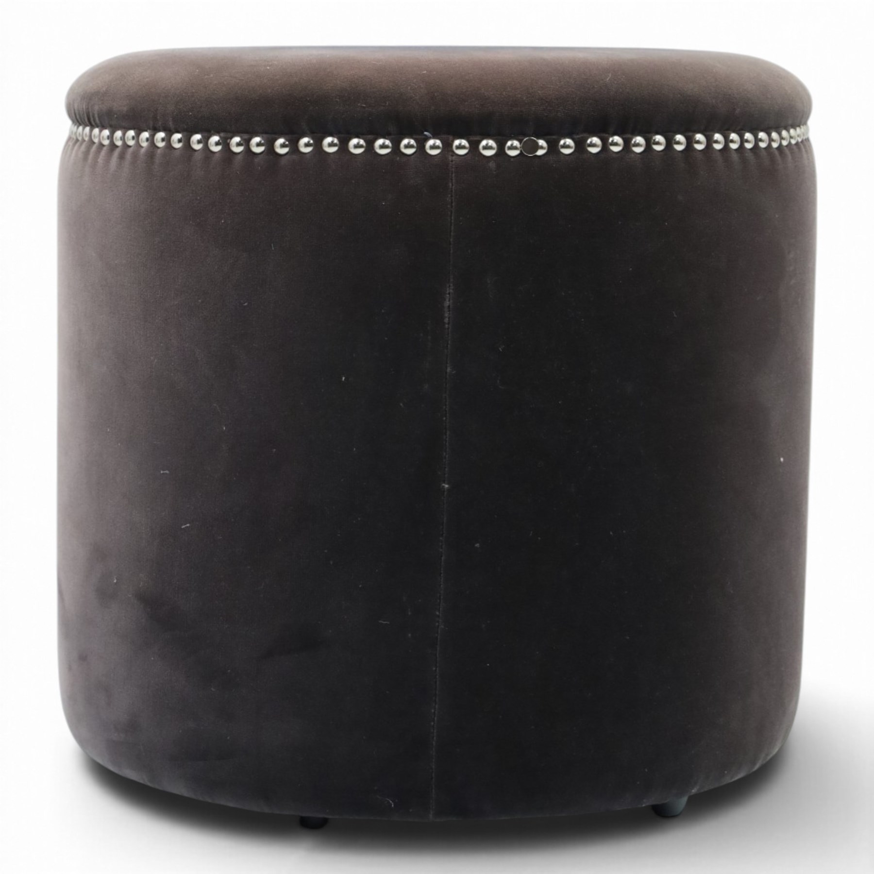 Oka - Costellina circular ottoman stool upholstered in brown velvet