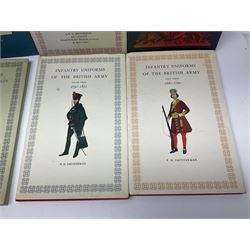 Set of six 1960s books on British Uniforms published by Hugh Evelyn London comprising Cavalry Uniforms of the British Army, Uniforms of the Royal Artillery, Uniforms of the Scottish Regiments, Uniforms of the Yeomanry Regiments and Infantry Uniforms of the British Army Series 1 & 2; all with dustjackets