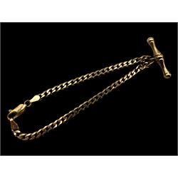 9ct gold curb link bracelet with T-bar, hallmarked 