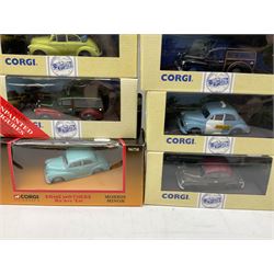Thirty boxed die-cast models, predominantly of Morris Minors, to include nineteen Corgi examples, including Some Mothers Do 'Ave 'Em, Morris Minor Convertible, seven Vectis BMC Morris Traveller examples and four Lledo examples