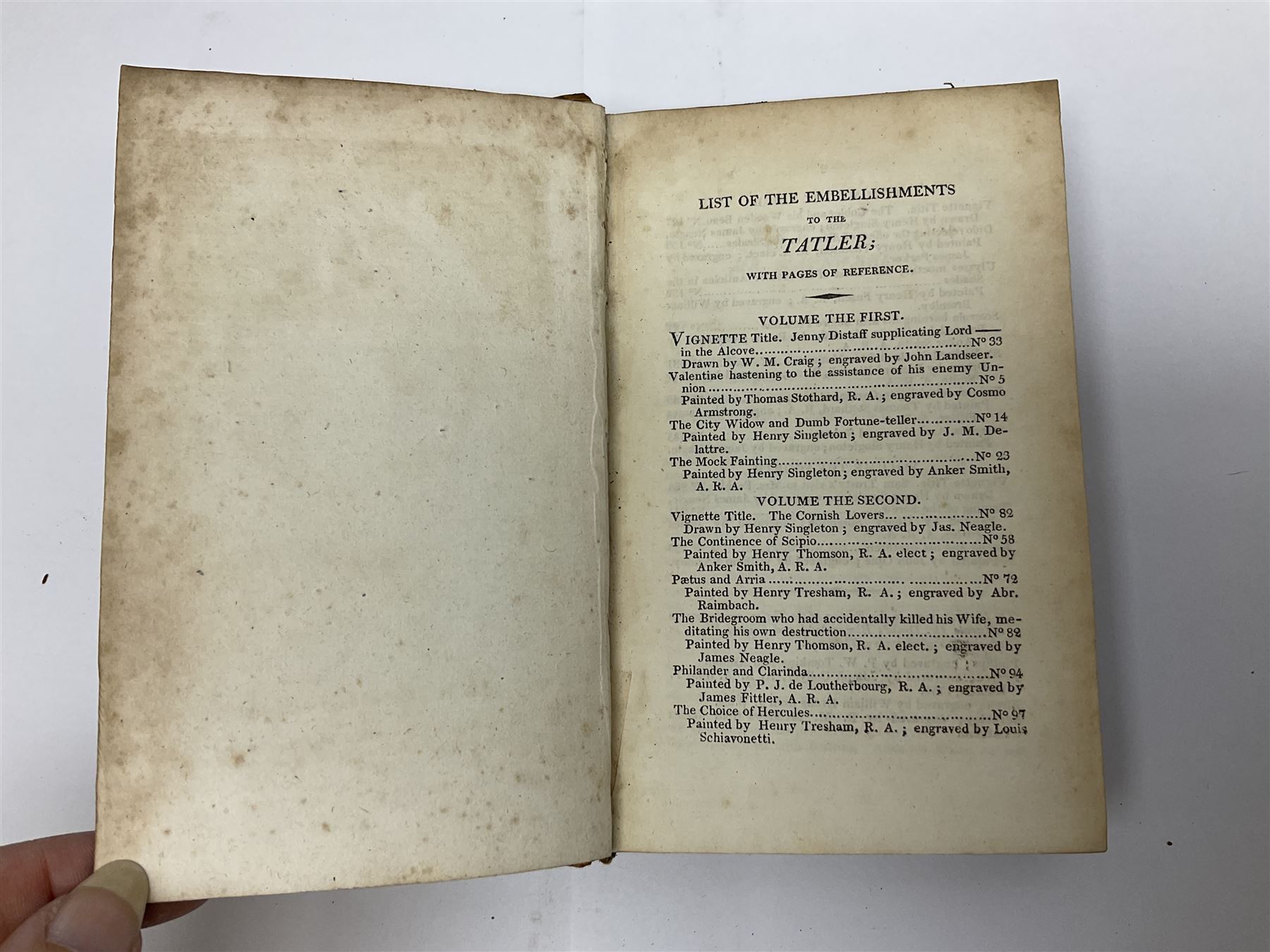 THE TATLER, London, C. Whittingham and John Sharpe, 1804, 4 volumes; engraved portrait frontispieces, engraved title pages and plates; uniformly bound in half leather with marbled boards
