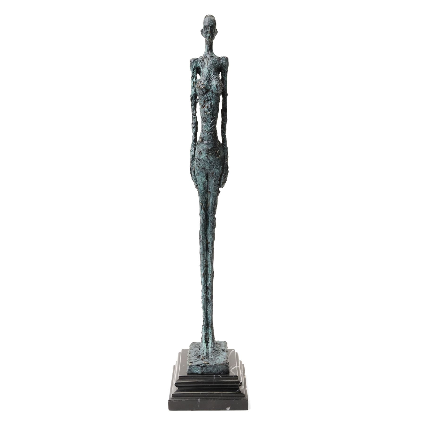 After Alberto Giacometti (Swiss 1901-1966): Femme Venise bronze upon a stepped marble base, overall H49cm