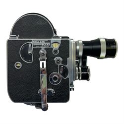 Paillard Bolex cine camera, with three lenses; YVAR 1:2.5 f=75mm AR no. 64352, Switar 1:1.4 f=25mm AR no. 77066 and YVAR 1:2.8 f=16mm AR no. 184953, in fitted case with brochure, other ephemera and accessories 