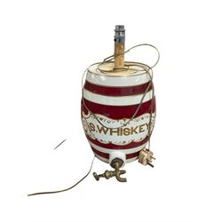 Two whisky barrels, German salt glazed barrel, Blow butter churn, etc