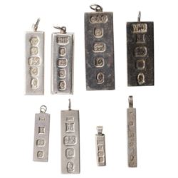 Eight silver ingots, all hallmarked