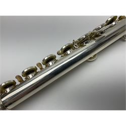 Yamaha 211, silver plated three-piece flute, serial no.844200; in fitted case with cleaning rod