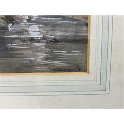 Christopher Horner (British 19th century): Eltz Castle - Germany, watercolour heightened in white signed and dated 1859, various labels verso 23cm x 33cm