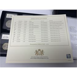 Mostly commemorative coinage or medallions, including Royal Canadian Mint 2017 'Whispering Maple Leaves' fine silver fifty dollars coin, 'Brexit' one ounce silver commemorative, 'The Royal Engagement' one ounce silver commemorative, The Royal Mint United Kingdom 2017 silver proof piedfort one pound coin, three 'Dr Who' silver proof medals, 2015 and 2016 'DateStamp' UK specimen year sets etc