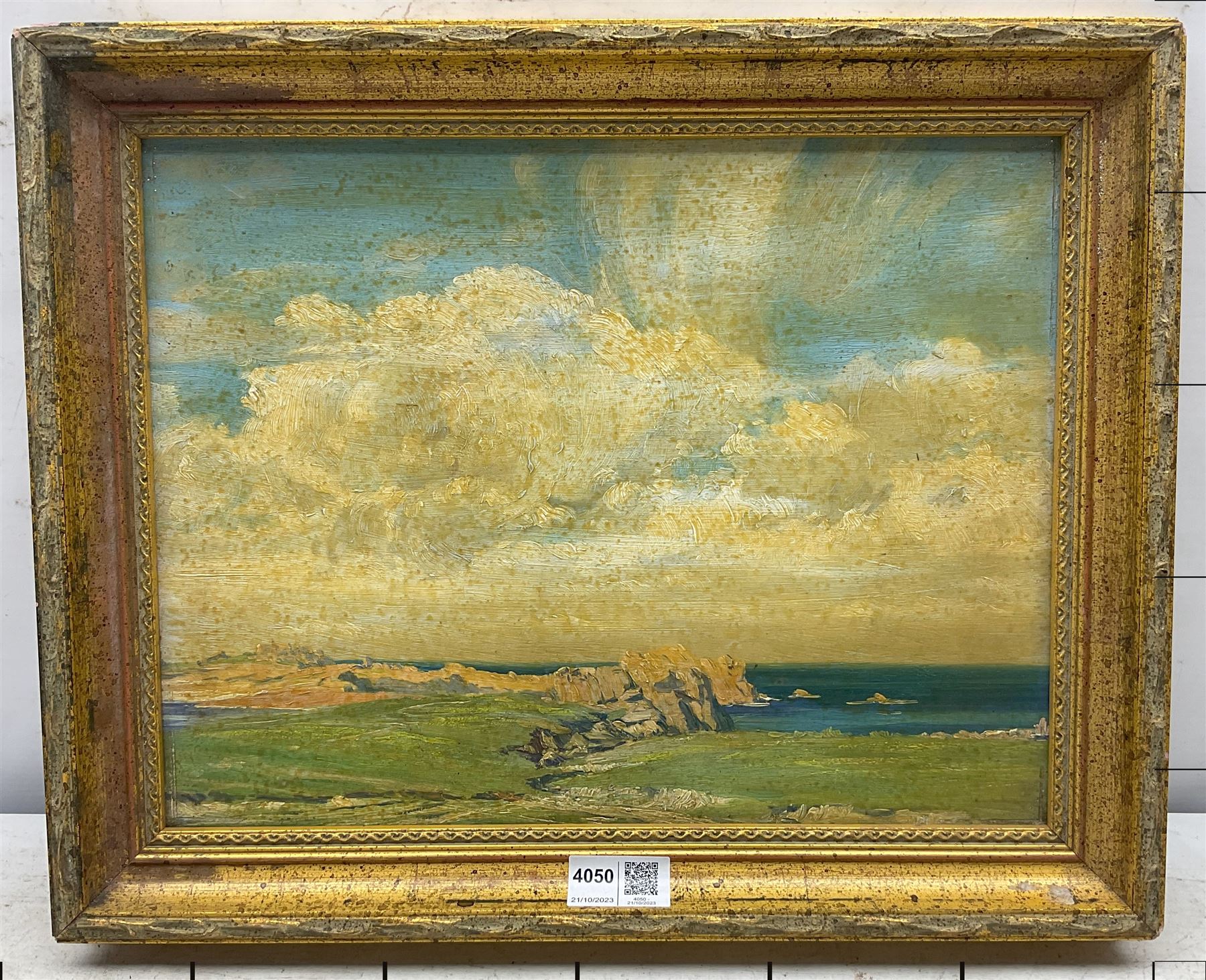 Arthur Bowmar Porter (Jersey 1876-1960): Sea from the Clifftop, oil on board unsigned, attributed verso 26cm x 34cm