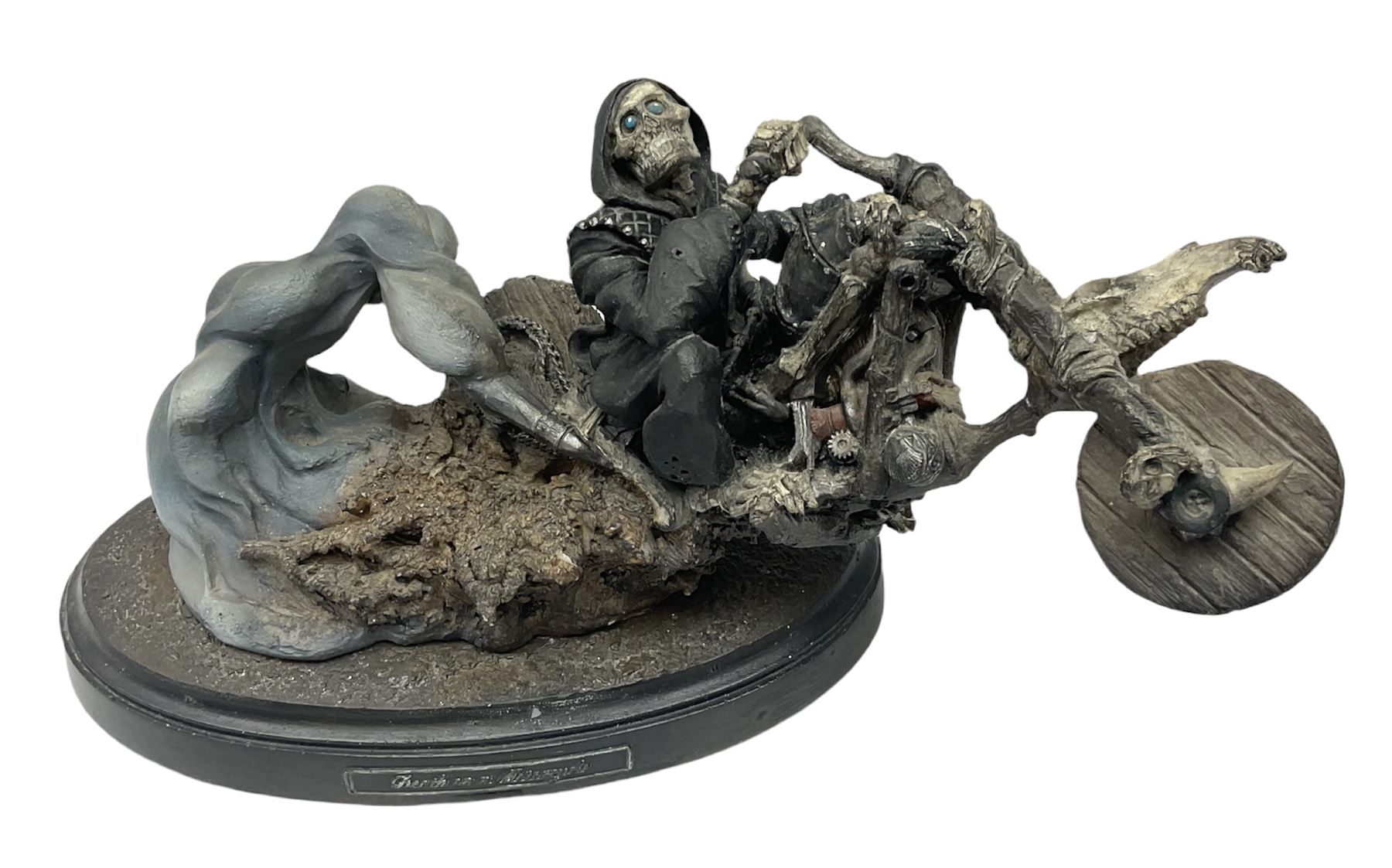 Terry Pratchett Discworld figure, Death on a Motorcycle DW44, designed by Clarecraft
