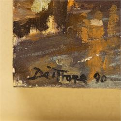 Barry De More (Yorkshire 1948-2023): 'The Precinct Halifax with Town Hall', oil on canvas signed and dated '90, inscribed verso 28cm x 38cm
Provenance: consigned by the artist's widow