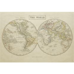 Sidney Hall (British 1788-1831): 'The World' in Hemispheres, 19th century engraved map wit...