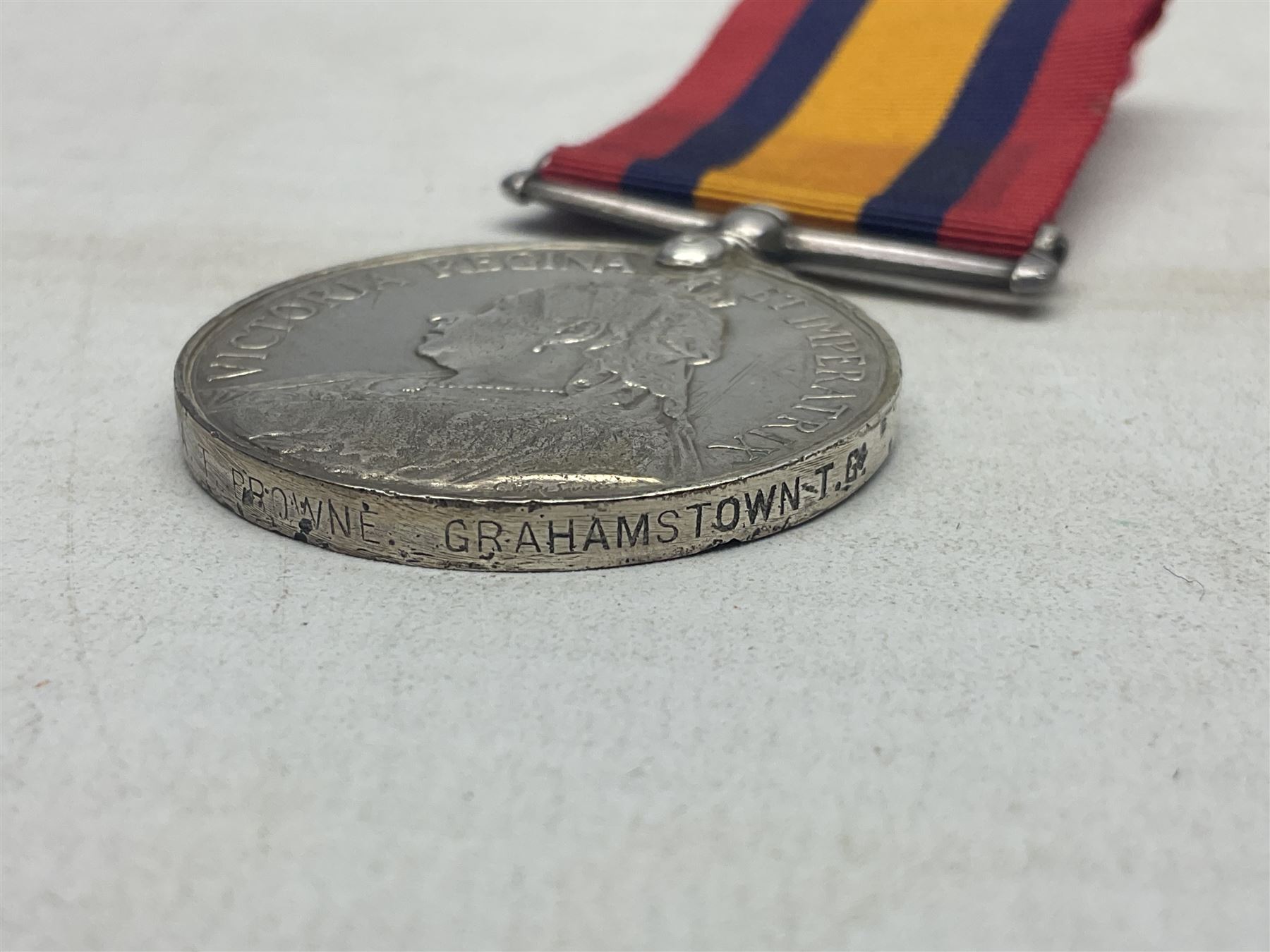 Kings South Africa Medal with two clasps for South Africa 1901 & 1902 awarded to 2694 Serjt. J. Campbell K.O. Scot. Bord.; and Queens South Africa Medal marked 59(?)8 Pte. A.T. Browne Grahamstown G.; both with ribbons (2)
