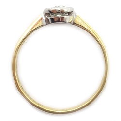 18ct gold bezel set single stone diamond ring stamped 18ct plat, 1.9gm size L