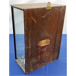 Taxidermy: Victorian cased Slavonian Grebe (Podiceps aritus), in naturalistic setting with snow covered ground work and grasses, set against a painted waterscape backdrop, encased within a pitch pine three pane display case, with paper label verso inscribed Slavonian Grebe, H35cm L25cm D15.5cm 