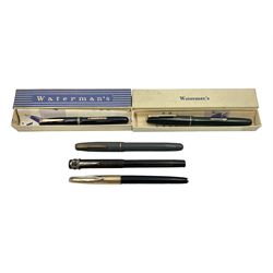 Five Waterman's fountain pens, to include Ideal, 152V, 701 etc, four with 14ct gold nibs