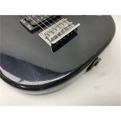 Encore black electric cut-away guitar L96cm; and Spanish Victor Garcia model 187 acoustic guitar, bears label dated 1972 L99cm; each in soft carrying case (2)