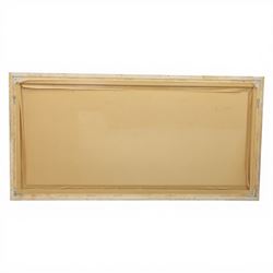 Large rectangular wall mirror with painted frame, foliate designed frame with a rustic white painted finish