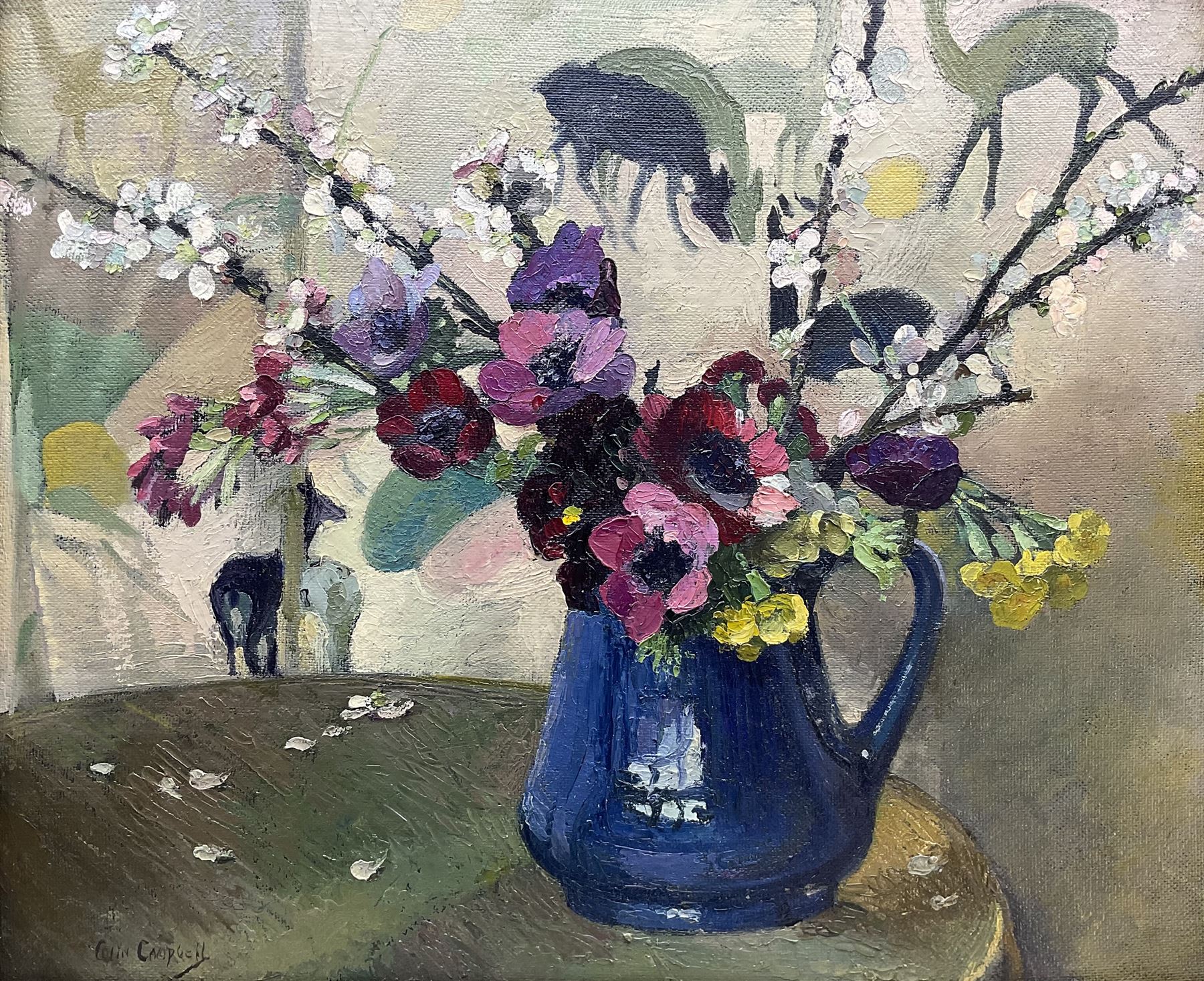 Colin Cairns Clinton Campbell (Scottish 1894-1970): 'Spring Flowers', oil on board signed, titled on gallery label verso 49cm x 59cm