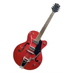 Gretsch Electromatic semi-acoustic guitar model G5129 in black and red with Bigsby tremolo, serial no.KS05063904; L105cm; in fitted hard carrying case