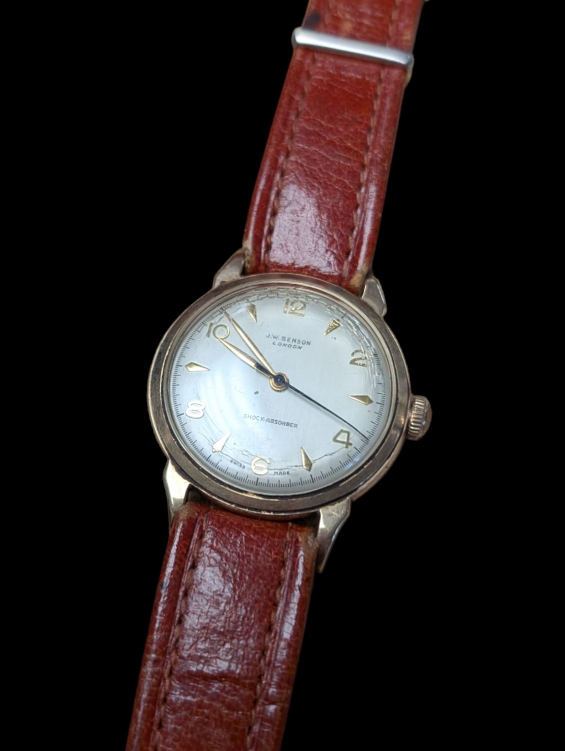 J.W.Benson gentleman's 9ct gold presentation manual wind wristwatch