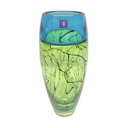 Stuart Akroyd glass vase, blue banded to