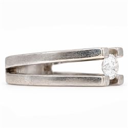 Titanium diamond ring, four claw set with a single round brilliant cut diamond of approx 0.45 carat