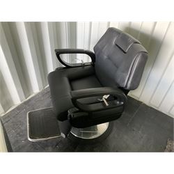 Salon Equipment - Black leather finish salon hydraulic barbers chair - THIS LOT IS TO BE COLLECTED BY APPOINTMENT FROM DUGGLEBY STORAGE, GREAT HILL, EASTFIELD, SCARBOROUGH, YO11 3TX