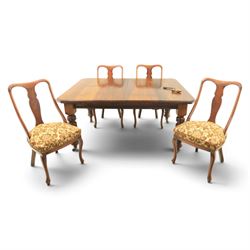 Victorian mahogany extending dining table and four chairs, rectangular top with moulded ed...