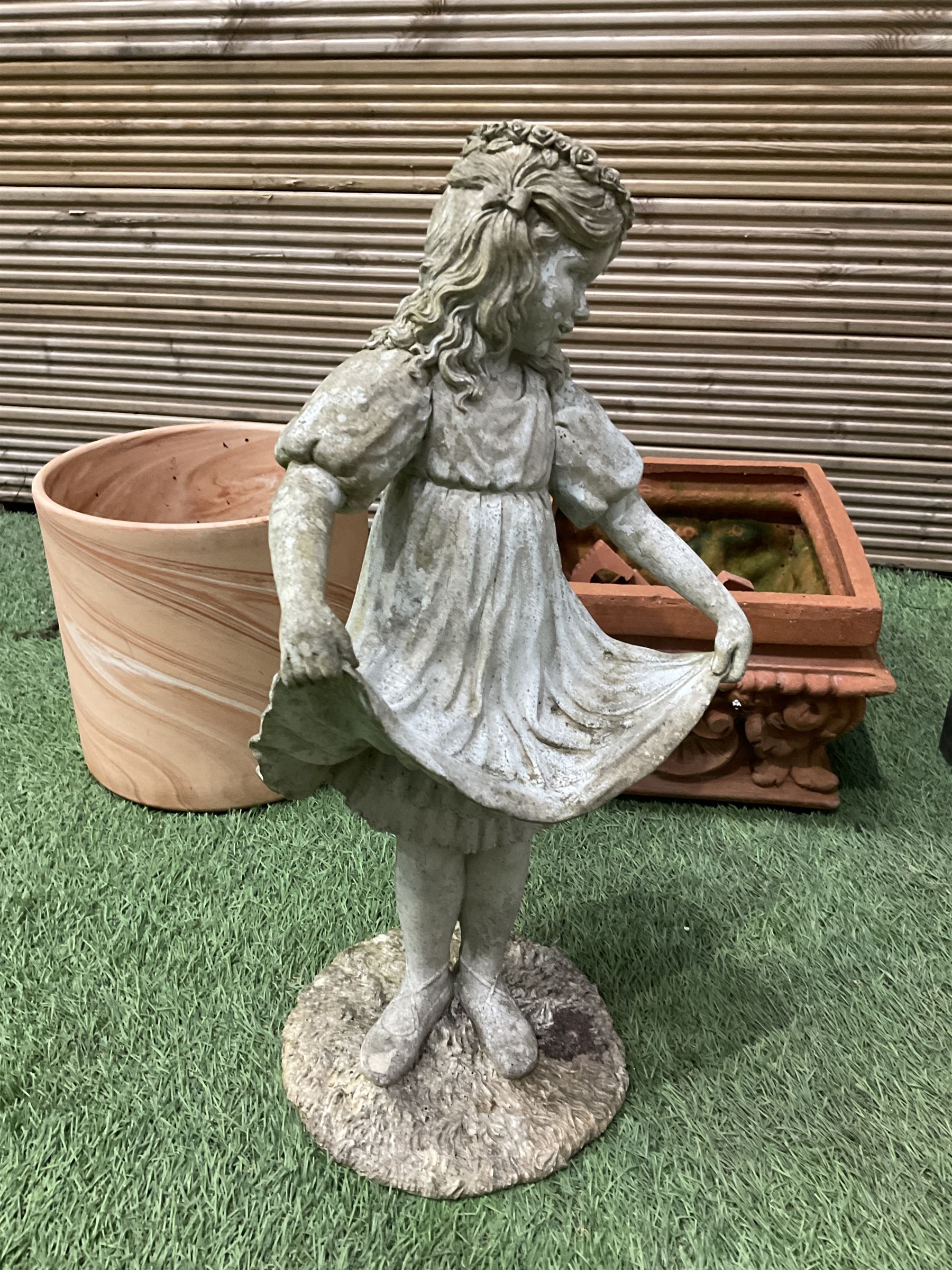 Small cast stone bird bath, figure, glazed and other garden pots - THIS LOT IS TO BE COLLECTED BY APPOINTMENT FROM DUGGLEBY STORAGE, GREAT HILL, EASTFIELD, SCARBOROUGH, YO11 3TX