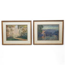 Florence Balshaw (British 1863-1942): Northern Town at Nightfall and The Avenue', pair watercolours the former signed and dated '27, the latter inscribed verso 28cm x 38cm (2)
