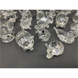 Collection of Swarovski Crystal animals, to include hedgehogs, snails, birds, mice and snakes, etc