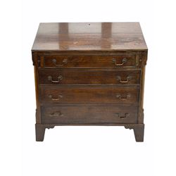Georgian style oak bureau, fitted with fall front above four drawers