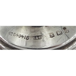 Edwardian silver three branch epergne by Cohen & Charles, Birmingham 1909 and two other silver specimen vases by Sydney & Co, Birmingham 1915